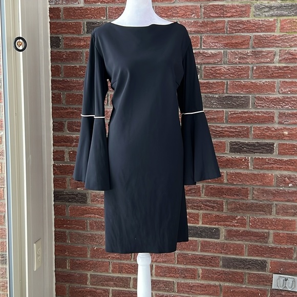 Chiara Boni La Petite Robe Natalia Piped Bell-Sleeve Dress Size 18 NWT - Picture 4 of 6